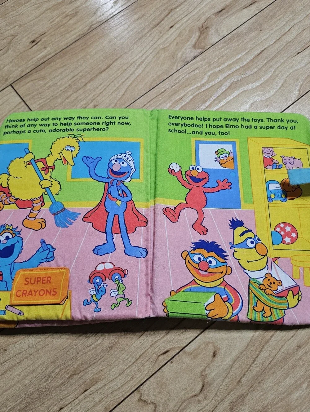 90s Sesame Street SoftPlay Elmo Peek-A-Boo & Grover Super School VTG Cloth Books